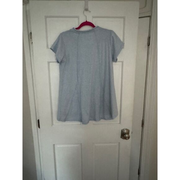 CAITE Embroidered V-neck Flowy Tunic Top, Heather Blue, Medium. - Picture 2 of 6